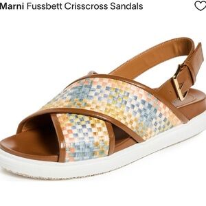 Marni Fussbett Crisscross Sandals Lemon/Apricot/Mocha Size 37.5 US 7.5